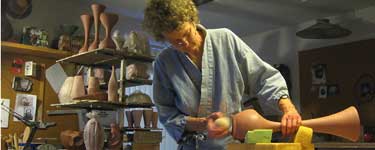 Ellen Fager working in studio.